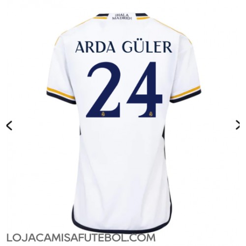 Camisa de Futebol Real Madrid Arda Guler #24 Equipamento Principal Mulheres 2023-24 Manga Curta